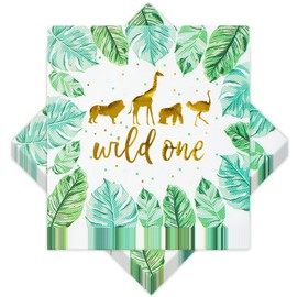 Wnddle Pack of 40 Napkins Animals with Leaves, Napkins, Animal Napkins, Children's Birthday Party Decoration, Napkins Birthday, Napkins Happy Birthday Party Decorations for Party