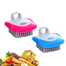 2 Pieces Vegetable Brush, XIACIBDUS Brush for Food Fruit Vegetable Brush Potato Vegetable Brush Stiff Bristle Vegetable Brush for Potato Carrot Corn Kitchen (Random Color)