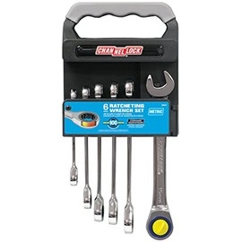 Channellock 38041 Ratcheting Wrench Set Metric On Rack, 6-Piece, Silver