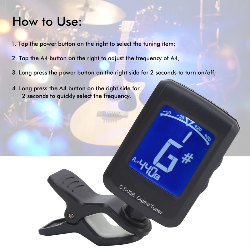 ClipOn Tuner 12Lil for Guitar Bass Ukulele Musical Instrument Accessories