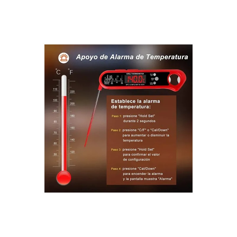 Huryfox Termómetro Digital De Sonda Doble Para Carnes, Horno