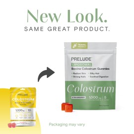 Prelude Bovine Colostrum Chews for Gut Health, Bloating & Beauty for Women & Men - Grassfed Colostrum Gummies for Digestive Health Immunity & Overall Wellness - 10 Count Strawberry Milkshake 4pk