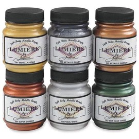 Jacquard Lumiere Acrylics - Metallic Pigments, Set of 6 colors, 2.25 oz jar