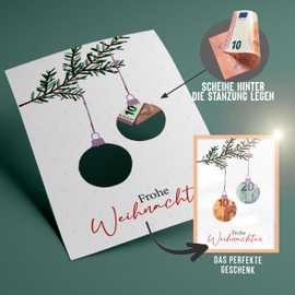 myDreamwork - Christmas Money Gift - Christmas Packaging - Money Gift Christmas - Money Gifts in Frame (Christmas Baubles, Natural)