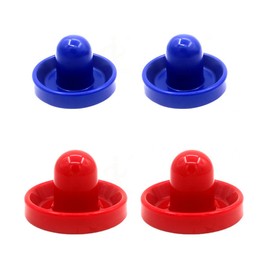 Tiardey 4 pieces 96 mm air hockey pusher air hockey ball table racket goalkeeper with 8 pucks, red and blue