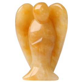 YATOJUZI 2" Yellow Jade Angel Decor Crystals Polished Natural Stone Sculpture Statue Home Room Office Desk Decoration Guardian Hand Carved Cute Figurines Energy Reiki Gifts for Women Men