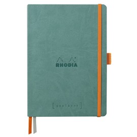 Rhodia Rhodiarama Goalbook 117807C Softcover Notebook DIN A5 (14.8 x 21 cm), 120 Sheets, DOT, 2 Bookmark Ribbons, Elastic Closure, Faux Leather Cover Aqua Blue, Pack of 1