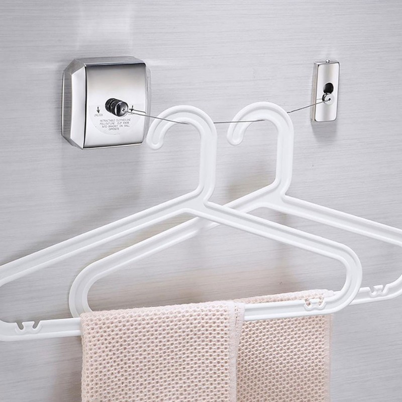 Retractable Clothesline 304 Stainless Steel Rust Resistant Space Saving Wall