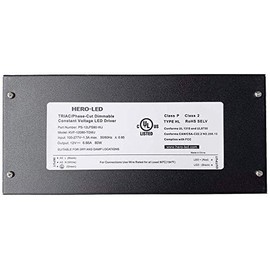 HERO-LED PS-12LPS80-WJ TRIAC/Phase-cut Dimmable LED Driver Transformer - Enclosed LED Power Supply - AC 100-277V to Constant Voltage 12V DC, 6.7A, 80W