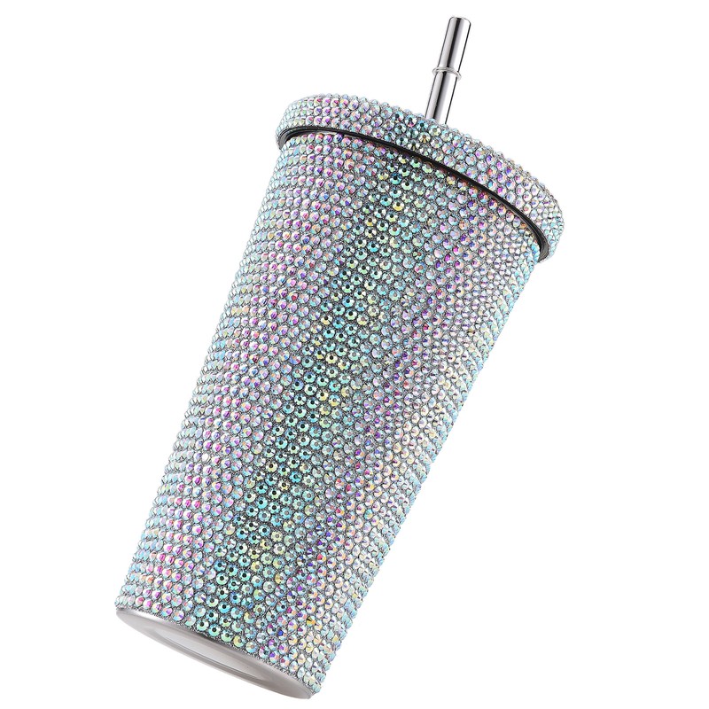 500ml Water Bottle Stainless Steel Rhinestone Decoration Vacuum Water Cup