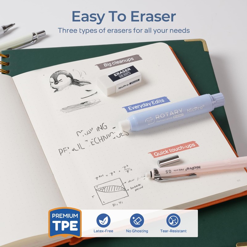 Nicpro Cute Mechanical Pencil Set, 4PCS 0.5 & 0.7 mm
