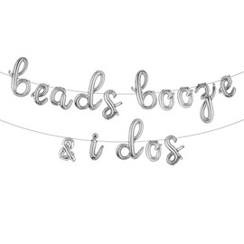 Beads Booze & I Dos Balloons Party Decorations Mardi Gras New Orleans Balloons Bridal Shower Decorations Hen Party Decorations (L BEADS BOOZE & I DOS Silver)