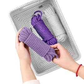 32 feet 8mm(1/3inch) Diameter Soft Silk Rope Solid Braided Twisted Ropes,10m Durable and Strong All Purpose Twine Cord Rope String Thread Shiny Cord (Dark and Light Purple)