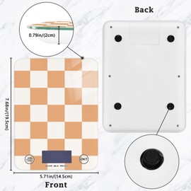 ElliTarr Food Scale Kitchen Scale for Baking Cooking Digital Food Weighing Measuring Scale Small Waterproof Electric Food Scale Checkered Orange and White