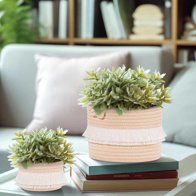 HLWDFLZ 6-Piece Decorative Storage Set Woven Rope Basket for Storage