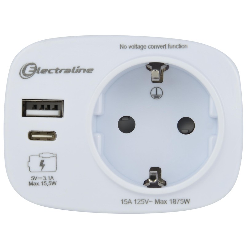 Electraline 70036 Travel Adaptor USA, Germany Plug, USA Adapter Socket