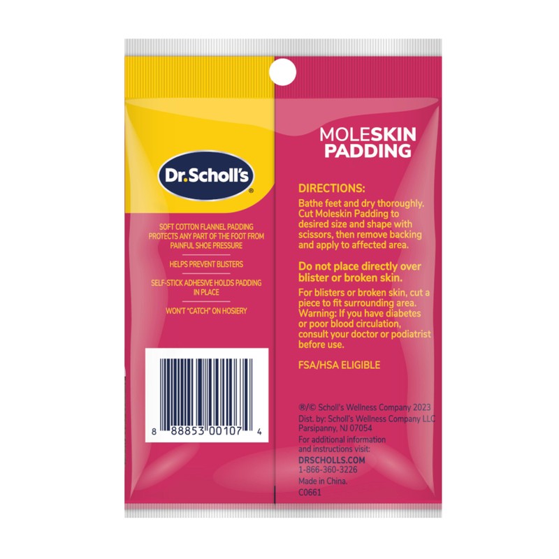 Dr. Scholl's Moleskin Padding 4-5/8 X 3-3/8-Inch 3 Ea