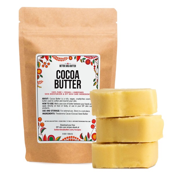 Better Shea Butter Raw Cocoa Butter - Unrefined, 100% Pure,