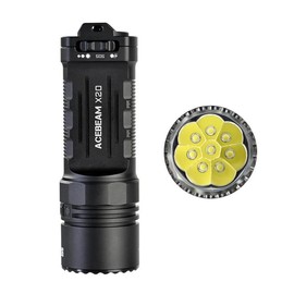 ACEBEAM X20 LUXEON HL4X LED - Black X20 8X LUXEON HL4X 6500K LEDs High Output Searchlight with Dual Modes Black- 10,000 Lumens w/Batteries and Eco Sensa USB-C Charging Cable