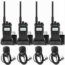 Retevis RT86S GMRS Walkie Talkies with Shoulder Mic, Long Range 2 Way Radio with LCD Screen, Heavy Duty Two Way Radio, Group Call, for Industry(4 Pack)