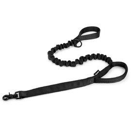 JiePai Tactical Dog Training Bungee Leash Military Dog Leash Quick Release Elastic Leads Rope with 2 Control Handle,4ft for Medium Large Dogs