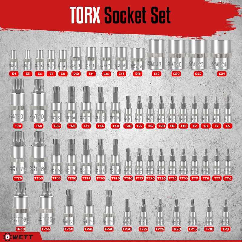 WETT Master Torx Bit Socket and External Torx Socket Set,