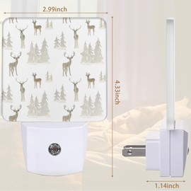YASHILAIYA Forest Night Light,Winter Fir Trees Deer Night Lights Plug into Wall with Dusk to Dawn Light Sensors Nightlights for Bedroom Bathroom Hallway Kitchen Gifts Ideal for Girls Women