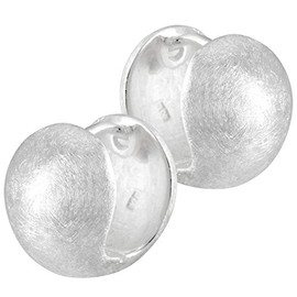 Vinani CJQ Hoop Earrings Brushed Sterling Silver 925 Ball Shape, Sterling Silver, No Gemstone
