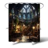 Gothic Library Shower Curtain Retro Room for Study in The