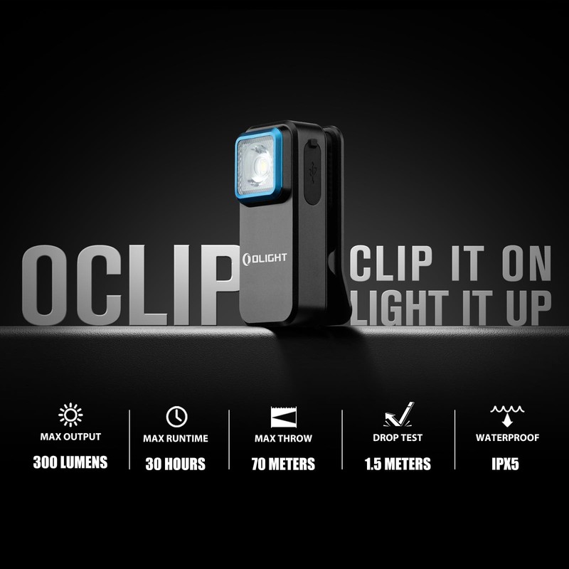 OLIGHT Oclip Max 300 Lumens Compact EDC Clip-on Light Equipped