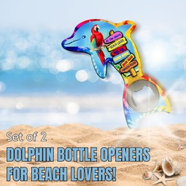 Cute Dolphin Shaped Beer Opener Magnet, Set of 2, Multicolor (Magnetic)