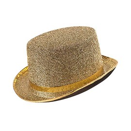 Felt Topper Gold Lame Top Hats Caps & Headwear for Fancy Dress Costumes Accessory