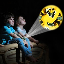 Mstnoixgc Children's Projector Clock, Projector Clock Toy, Children's Cartoon Watch, Wrist Watch Projector with 8 Pictures, for Children Role Play (B)