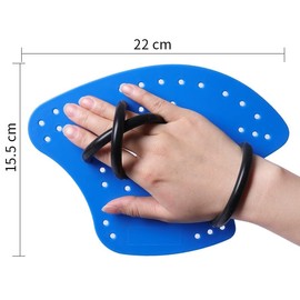 EXCEREY Silica Gel Swimming Gloves Webbed Aquatic Training Water Resistance Fitness Paddle Aerobics for Men Women (Blue, Size M)