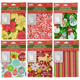 Giant Gift Wrap Bag for Christmas for Easy Wrapping 36 x 44 inches with Matching tag and Ribbon