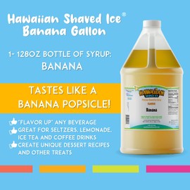 Hawaiian Shaved Ice Syrup, Banana, Gallon