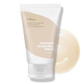 ISNTREE Crema Facial Vegana Yam Root Vegan Milk Cream - Coreana con Extracto de Ñame, 5 Ceramidas y Aceites Vegetales, Piel Seca, 80 ml