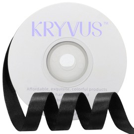 Kryvus Black Satin Ribbon, 10mm x 22M Single Face Black Ribbon, Solid Color Satin Ribbon Perfect for Gift Wrapping, Crafts, Bow Making, Sewing and Wedding Decorations