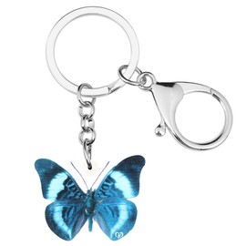 DOWAY Llavero de acrílico Morpho/Morphidae con mariposa, llavero de insectos para mujeres y niñas, bolsos, cinturones, regalos de primavera y verano, Azul / Patchwork, M