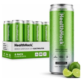 Bebida Gasificada Con Electrolitos, 0 Azúcar 0 Cafeína 0 Calorías, Hidratación Y Recuperación Física, Lima Limón 8 Pack 355 Ml, Endulzado Con Monk