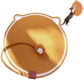 Cat Scratcher Mat, Cotton Rope Cat Scratch Pad, Round Horizontal 16.9'' Cat Scratching Pads Rug for Indoor Cats, Cat Scratch Furniture Protector for Floor, Wall, Couch, Carpet, Sofa, Brown