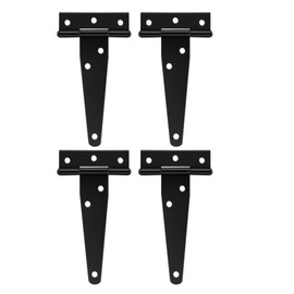 4 Pcs T-Hinge Gate Shed Hinges in Black, 6 Inch Door Barn Gates Hinges, Heavy Duty Gate T-Strap Hinge, Metal Gate Strap Hinge with Screws