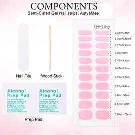 Wanmu 20 Pcs Semi Cured Gel Nail Strips, Gel Nail Wraps Nails Sticker Salon Quality Long Lasting for Women Home Nails DIY