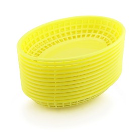 New Star Foodservice 44188 Fast Food Baskets, 9.25 x 6 inch Oval, Set of 12, Yellow