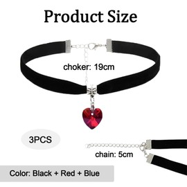 Pddenality 3Pcs Heart Choker Necklace Choker Necklaces for Women Adjustable Heart Necklace for Women Black Velvet Choker Suitable for Valentines Day Cosplay Party Jewelry