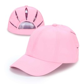 C.C Ponycap Messy High Bun Ponytail Adjustable Trucker Baseball Cap Hat Pink