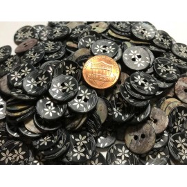 n/a 8 PCS ONLY! 8 Dyed Black Carved Floral Abalone Buttons Almost 5/8" 15mm 11632