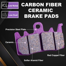 ALLIE ZENG Premium Carbon Fiber Ceramic Brake Pads Heat Resistant Compatible with Honda GL 1800 Goldwing 2018 2019 2020 2021 2022 2023 2024 Carbon Fiber Brake Pads Sets FA717F FA717F FA388R