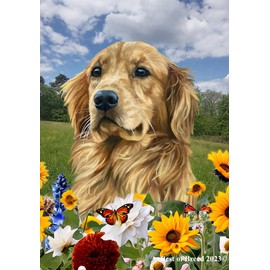 Golden Retriever - Best of Breed Spring Flowers Garden Flag