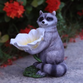 OGUO Raccoon Garden Decor,Garden Statues Gifts for Women,Patio,Outdoor,Balcony,Backyard,Lawn,Yard Decor,Fairy Garden Gifts